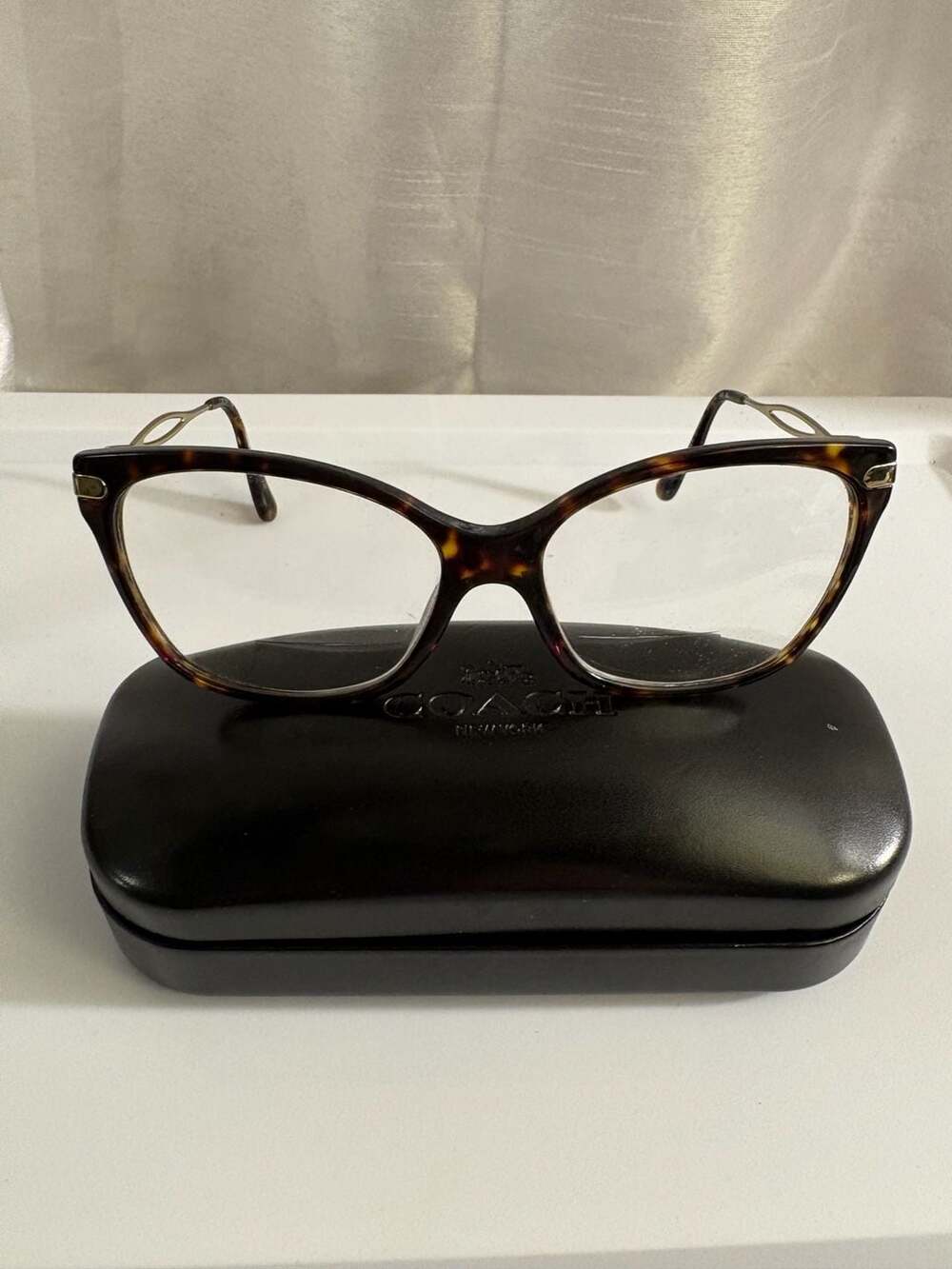 Coach Dark Tortoise Cat Eye Eyeglasses with Case